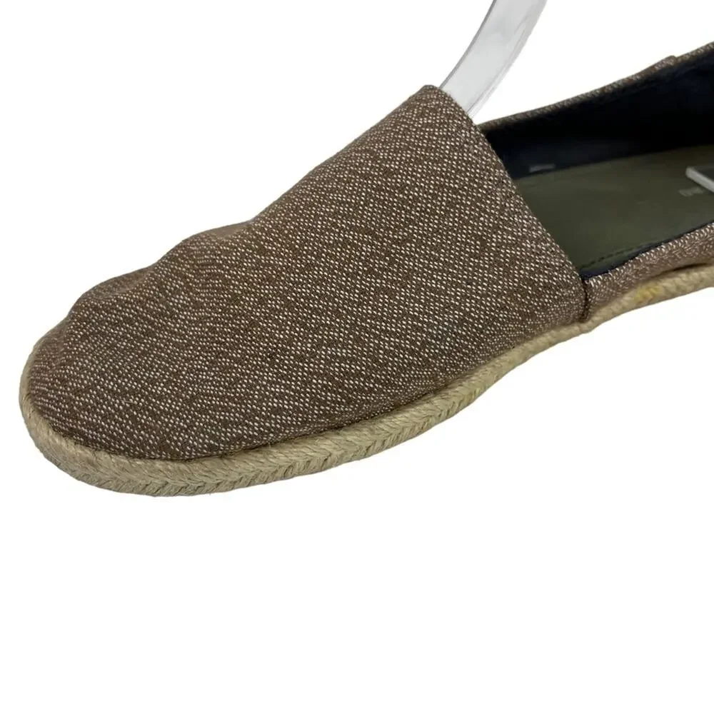 L.L. BEAN Brown Tan Slip On Espadrille Flats Loafers Casual Canvas Shoes sz 7.5